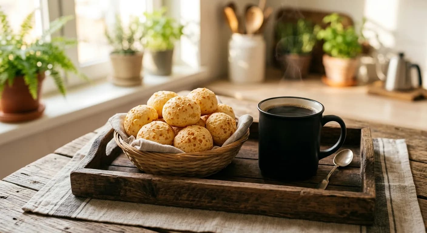 Kit Café da Manhã com biscoito de queijo e café
